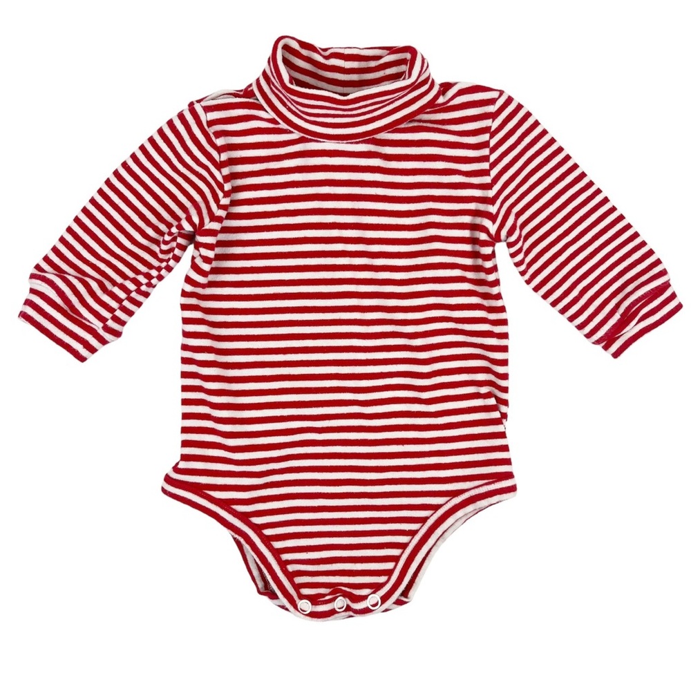 Vintage Rare Editions For Boys Long Sleeve Body Suit Red White Stripes 9M